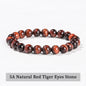 JD Natural Stone Beads Bracelet Amethyst Tiger Eye Crystal Quartz Agate Gem Beads Bangles Women Men Reiki Healling Jewelry Gift