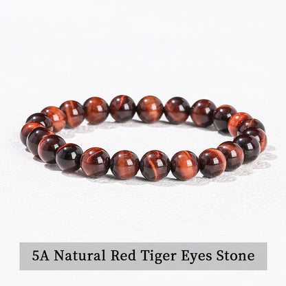 JD Natural Stone Beads Bracelet Amethyst Tiger Eye Crystal Quartz Agate Gem Beads Bangles Women Men Reiki Healling Jewelry Gift