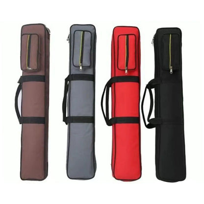Four cylindrical bags in brown, gray, red, and black on a white background