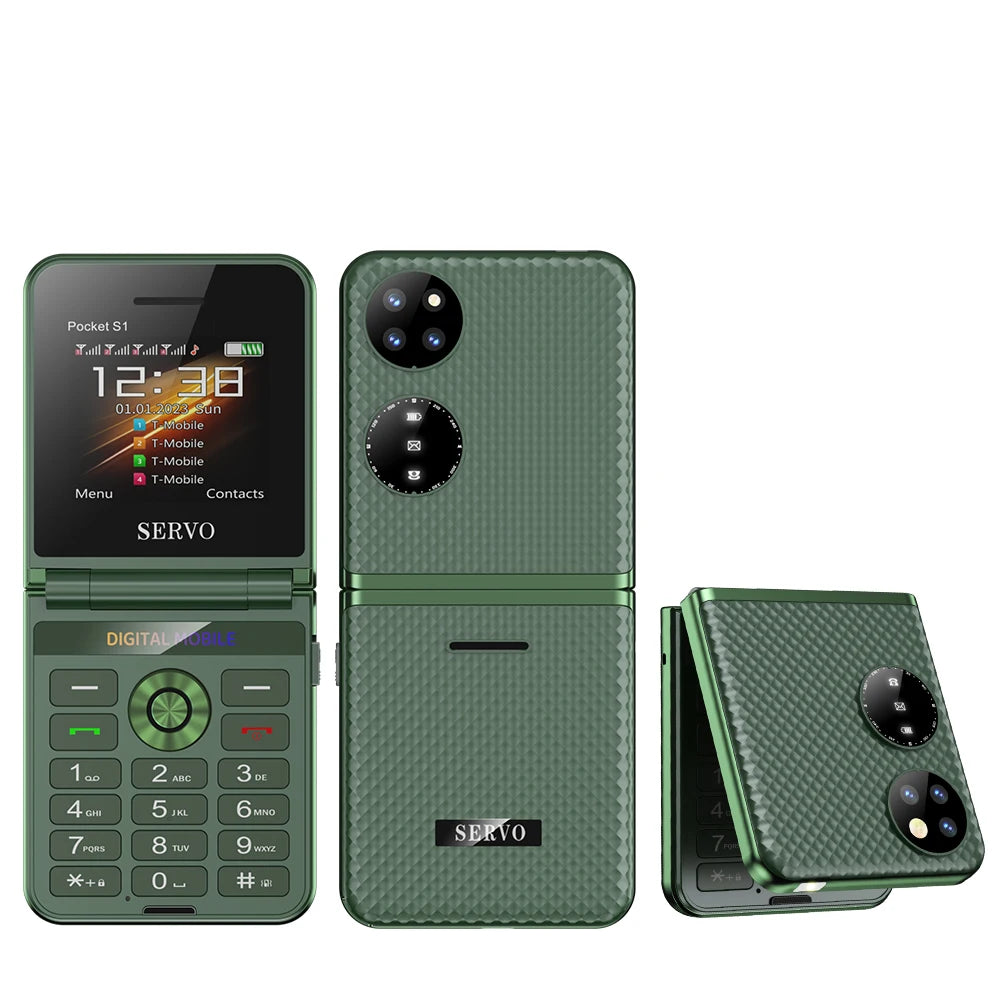 SERVO Pocket S1 Klapp-Handy 4 SIM Standby Anrufaufzeichnung Magische Stimme Kurzwahl Blacklist 2,4" Faltbare tragbare Handys