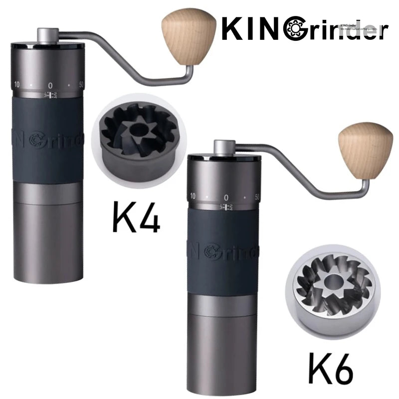 Kingrinder K4 /K6 manuelle Kaffeemühle tragbare Mühle 420er Edelstahl 48mm Edelstahl Titanbeschichtung Mahlwerk