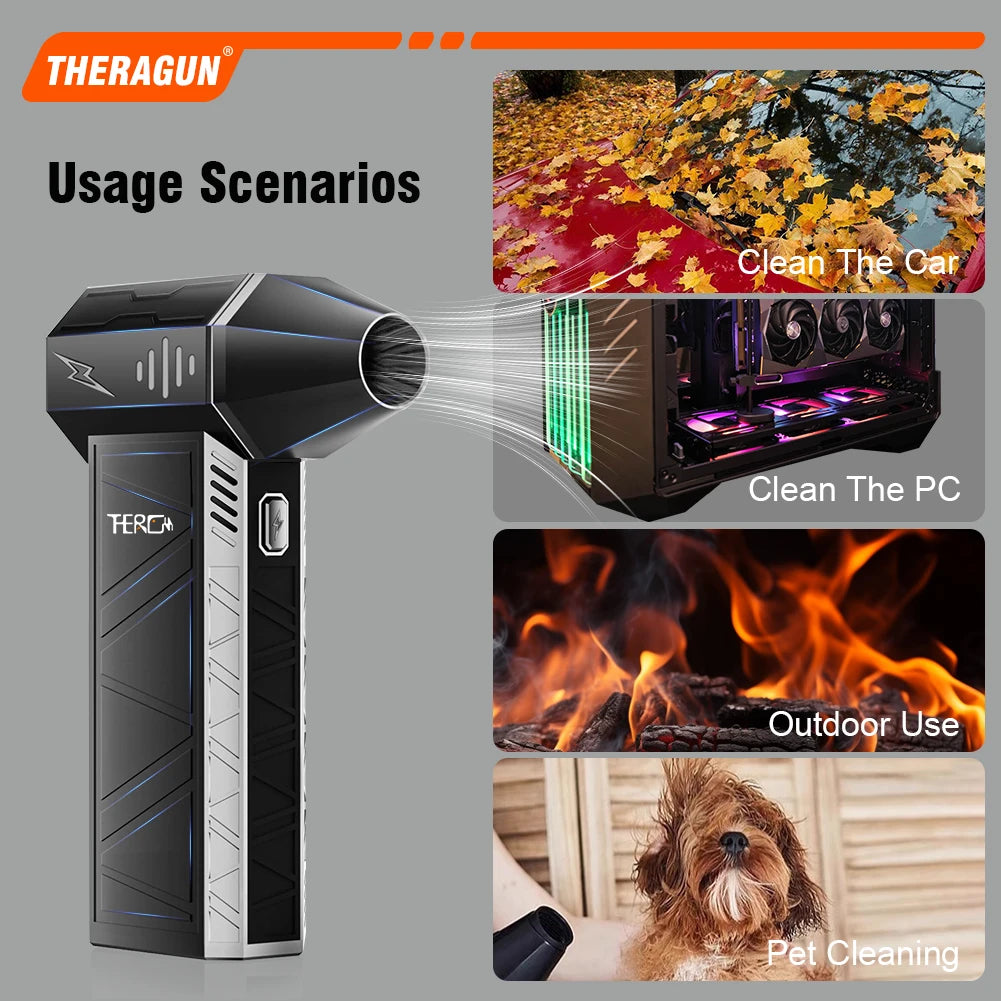 Updated X3Ultra Turbo Fan Jet,Mini Handheld 180000RPM Powerful Compressed air Duster for Car Dryer/PC/Home Cleaning-THERAGUN