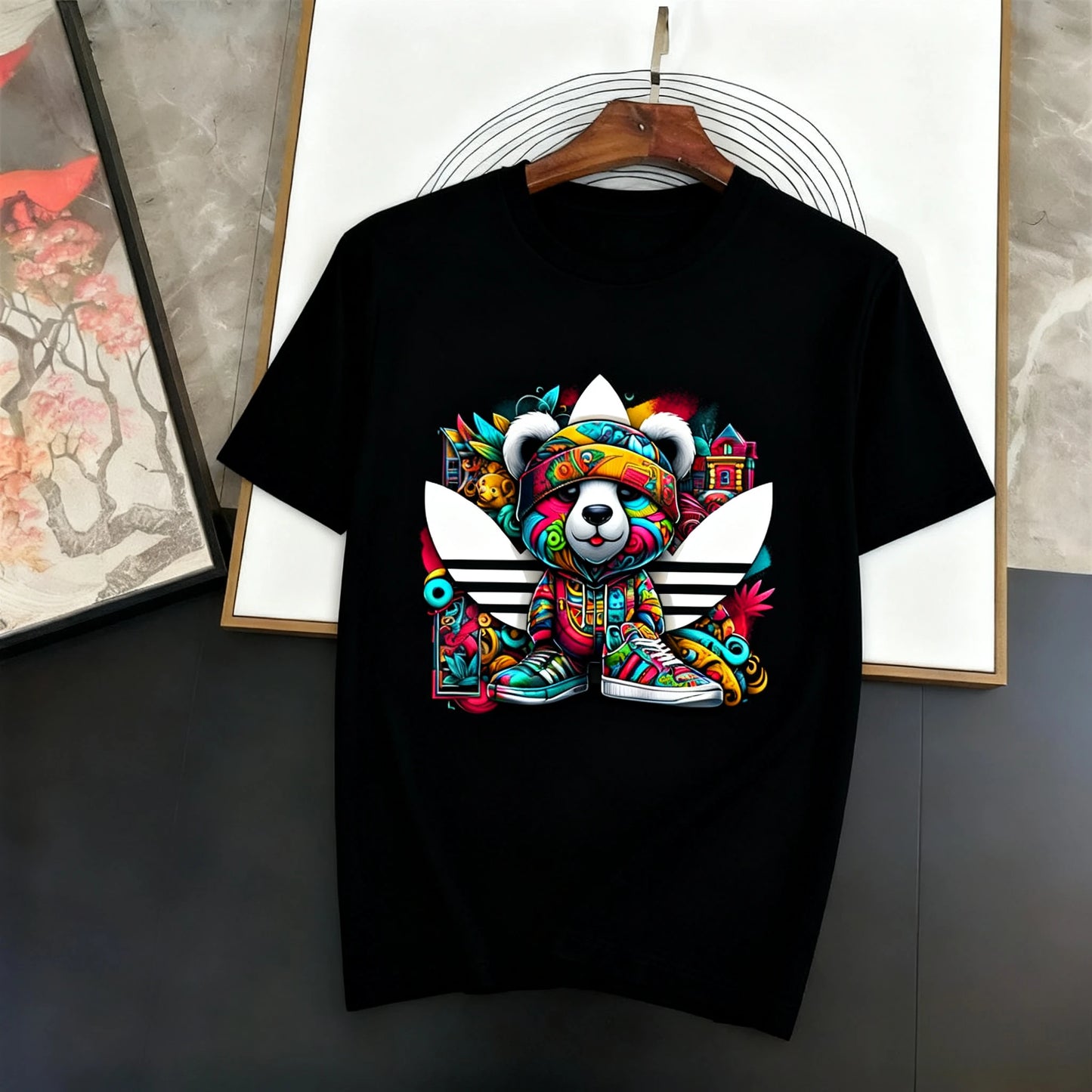 Herren- und Damen-Muster-Top, vielseitiges, lockeres T-Shirt aus reiner Baumwolle, Sommer 2025, neu, kurzärmelig, Matrosenkragen-Print