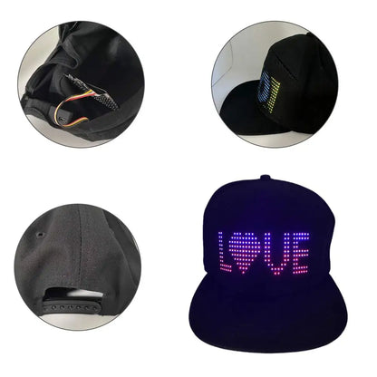 LED Cap – APP Control DIY Light Up Text Music Hat