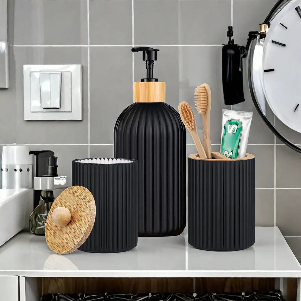 Bathroom Soap Dispenser & Toothbrush Holder Organizer
