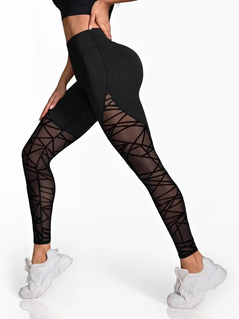 Women's High-Waist Butt-Lifting Mesh Sport Pants
