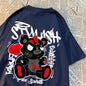 Explodierende schwarze Puppenbär-Männer-Frauen-T-Shirts Hochwertige Baumwolltops Sommer Locker T-Shirts Einfachheit Atmungsaktive Streetwear