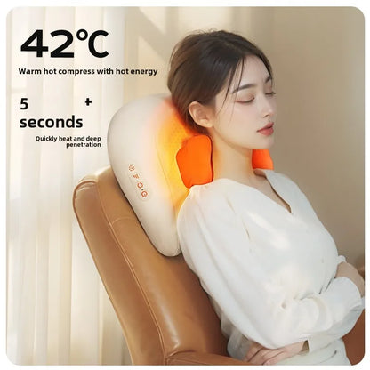 Elektrisches Trapezius-Massagekissen für Nacken und Schultern, kabelloser Auto- und Heim-Massager mit Wärme für Taille, Beine, zervikale Shiatsu-Knetmassage