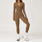 Women Gym Workout One-Piece Zipper Yoga Jumpsuit Outdoors Tracksuits Fitness Sports Bodysuit Female Running Sports Sexy Jumpsuit