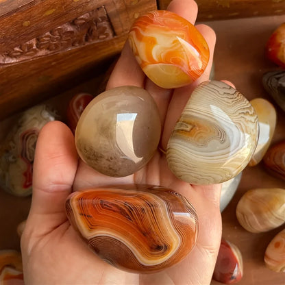 Teglex Natural Sardonyx Agate Palm Stone | Reiki Healing