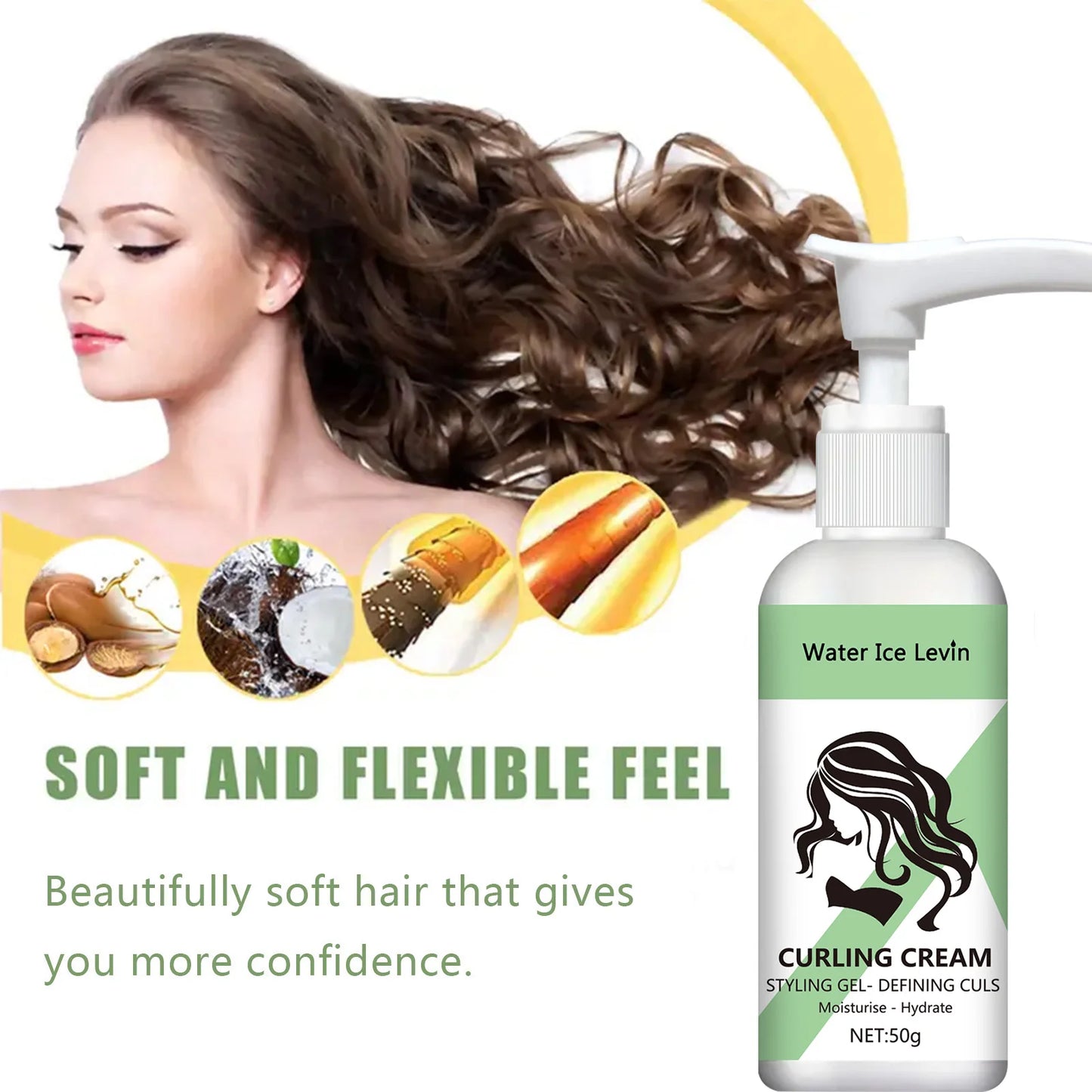 Locken-Stylingcreme, feuchtigkeitsspendende und glättende Formel, verbessert die Elastizität und den Glanz von lockigem Haar, einfach zu stylen