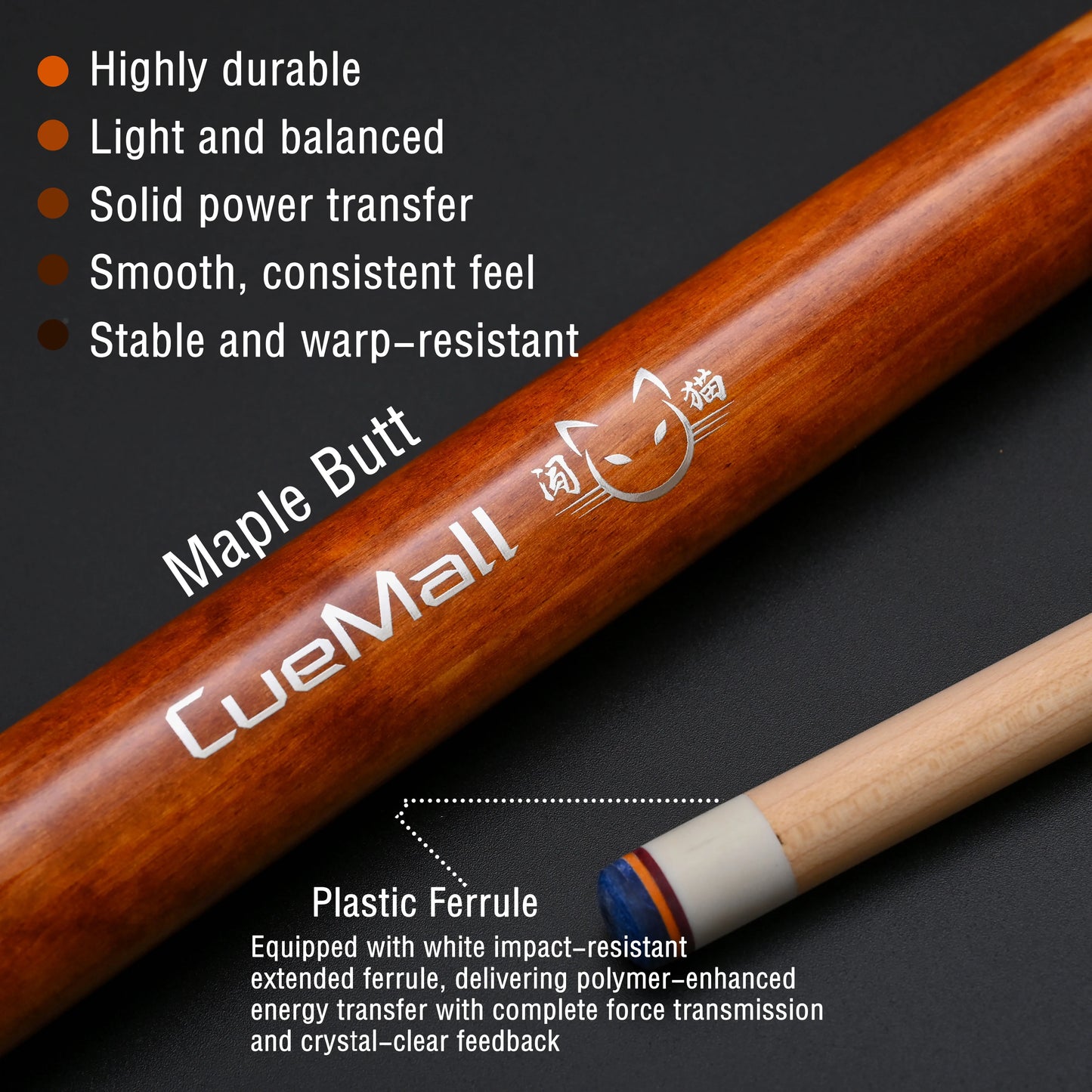 Pro Low Deflection Pool Cue – Maple Shaft 12.75mm