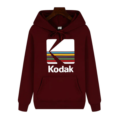 Kodak Brand Fashion Retro Y2K Print Autumn and Winter Men Sports Hoodie Outdoor Casual Casual Comfortable Street Jacket Clothing