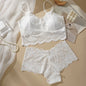 Damen Sexy Dessous-Set aus Spitze, einfarbig, wunderschöner Rücken, hohl, ohne Stahlring, Unterwäsche mit Spitzenblumen, atmungsaktives Höschen