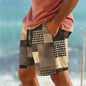 Geometric Men's Beach Shorts – Colorful Grid Print