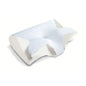 White and beige textured pillow on a white background