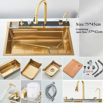 Smart Kitchen Sink Set – Digital Display, Waterfall, Water Purifier & Soap Dispenser
