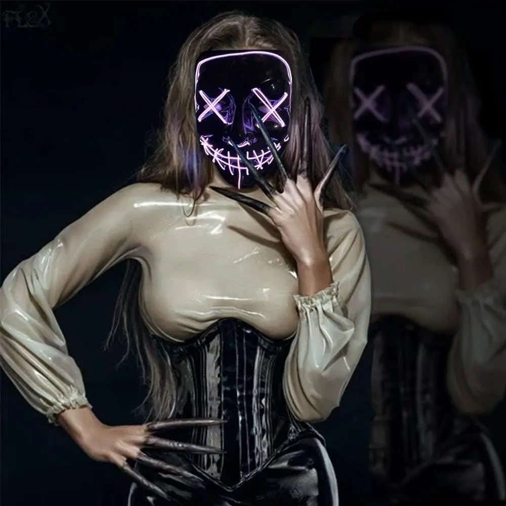 LED Light Up Halloween Mask Scary Cosplay Mask Festival Masquerade Carnival Party Costume Gift
