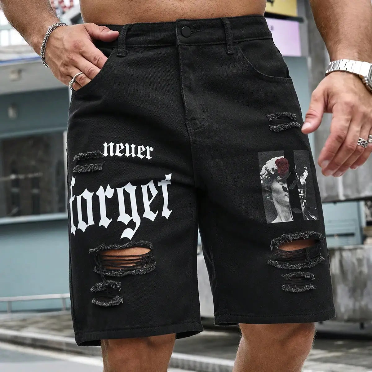 Men's Stretchy Denim Cargo Shorts – Streetwear