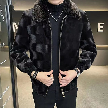 2024 New Fur Jacket Imitation Coat Whole Mink Imitation Men's Winter Gold Velvet