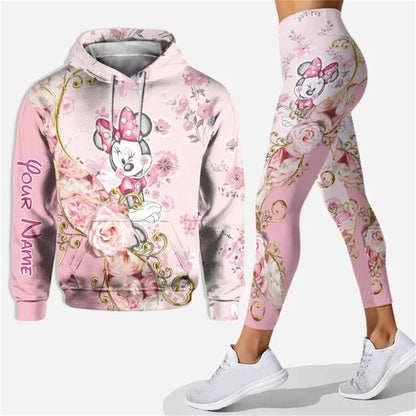 Customized Name Mickey Hoodie Women Hoodie Set Mickey Yoga Pants Sweatpants Women Disney Yoga Hoodie Leggings Fashion Sportswear