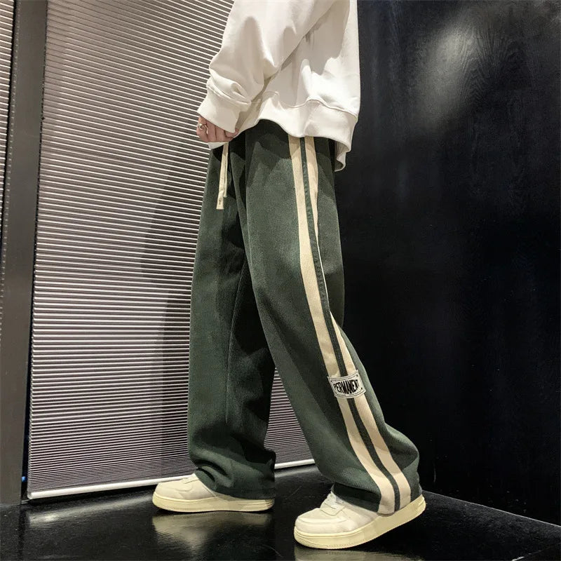 Corduroy Wide Leg Pants Men's Loose Casual American Style Straight Leg Trousers for Couples Fashionable New Arrival