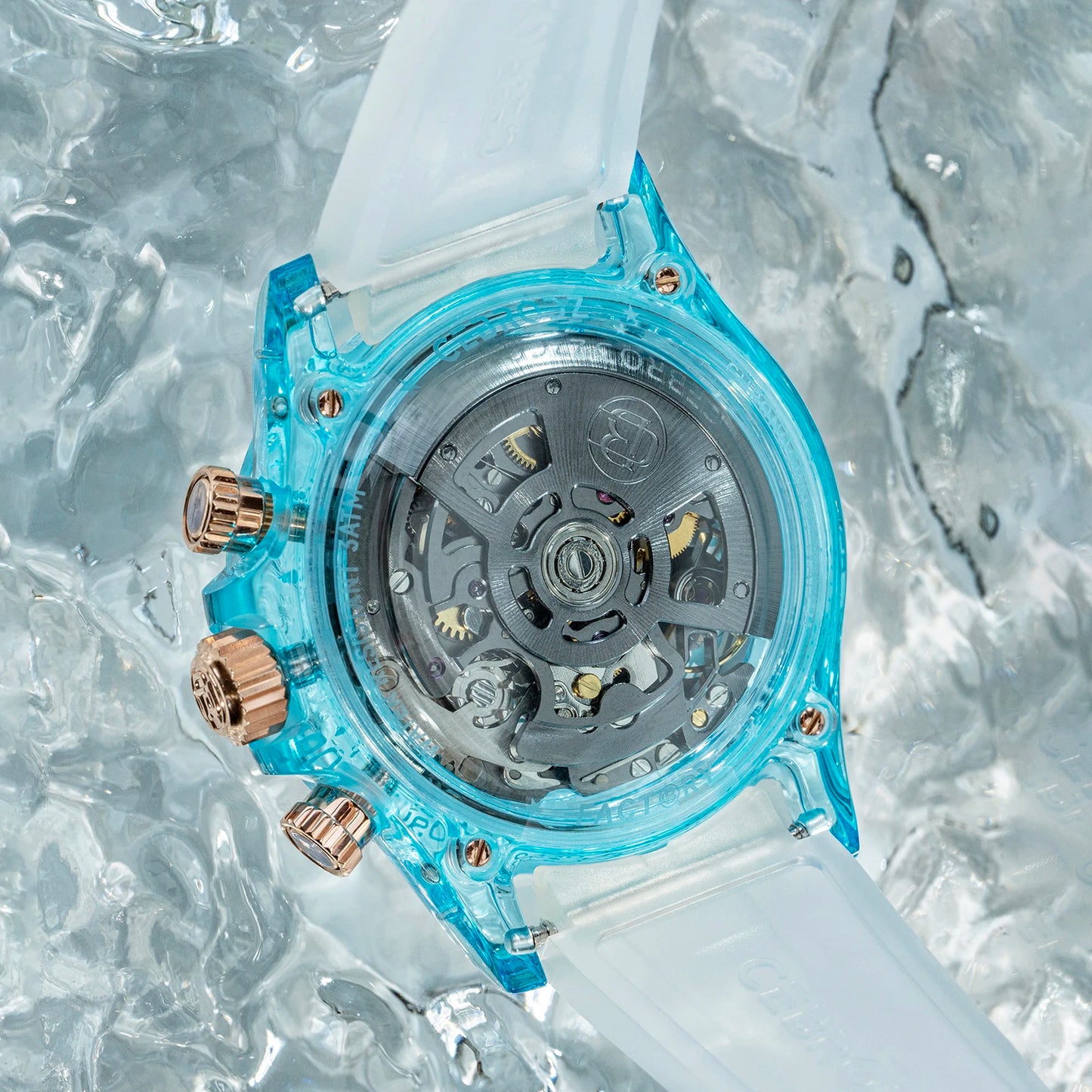 CEBRODZ Chronograph High-transparency Crystal Sapphire Mechanical Watch for Men Luxury Lightweight Men's Wristwatches 165122A