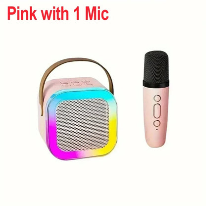 Portable Bluetooth 5.3 Speaker Karaoke Machine PA System with 2 Wireless Microphones Home Family Singing Children's Gifts