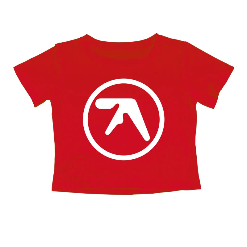 Punk Aphex Twin Print Oversize Hip Hop Women Crop Top Tee