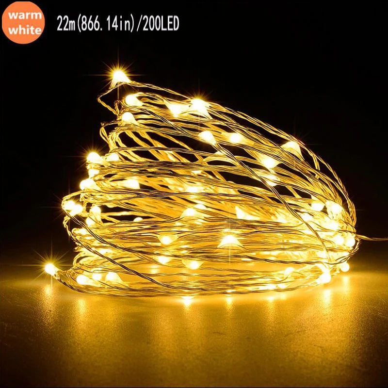 Solar Fairy Lights Garden String with 8 Modes Waterproof Copper Wire for Patio Yard Trees Christmas Party Garden OutdoorDecor