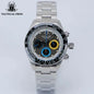 Tactical Frog 41mm Men's Chronograph Watch VS75 Solar Quartz Movement Waterproof Sapphire Green C3 Luminous Quartz Wristwatch