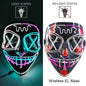 Drahtlose Neon-LED-Reinigungsmaske, im Dunkeln leuchtende Cosplay-Horrormaske, Halloween-Maskerade-Partymasken, leuchtende, lustige Verkleidung