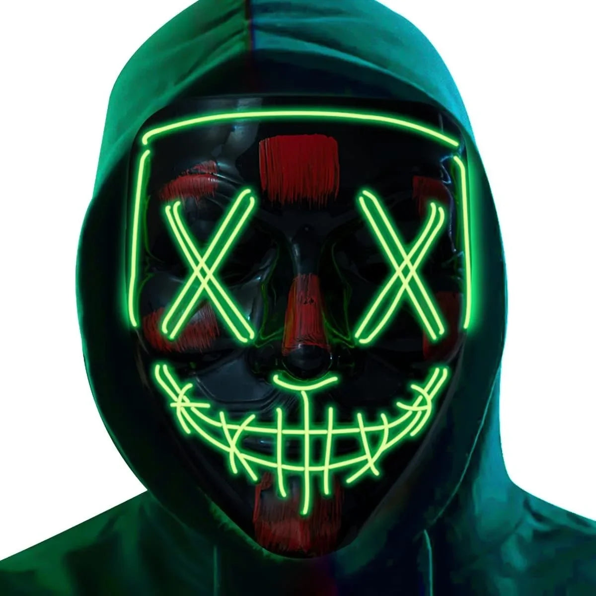 LED Light Up Halloween Mask Scary Cosplay Mask Festival Masquerade Carnival Party Costume Gift