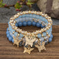 4Pcs Trendy Butterfly Beaded Bracelet Set For Women Pink Acrylic Beads Elastic Chain Bangle Female Bohemian Party Jewelry Gift