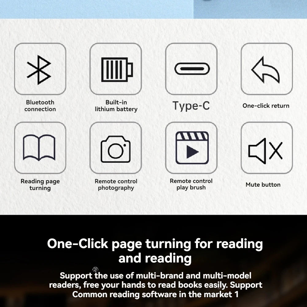 BT Page Turner For Ebook Reader Smartphone Bluetooth Remote Control For Swipe Short Videos Support Android/iOS Lazy Artifact New