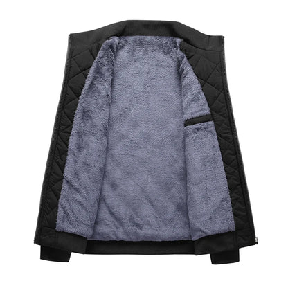Herbst Winter Bomberjacke Herren Rautenmuster Fleece gefüttert Freizeitjacke Herren Mode Kleidung 2023 Brandneue Slim Fit Jacke