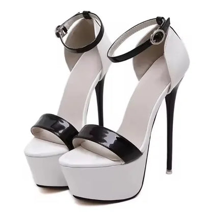 Aneikeh große Schuhgrößen 41 42 43 44 45 46 High Heels Sandalen Sommer Sexy offene Spitze Partykleid 16CM Plateau Gladiatoren Damen Pumps