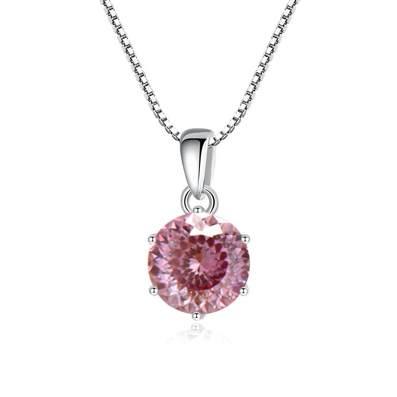 JoyceJelly 1 CT Real Moissanite Pendant Necklace For Women Royal Blue Color Moissanite 925 Sterling Silver Wedding Fine Jewelry