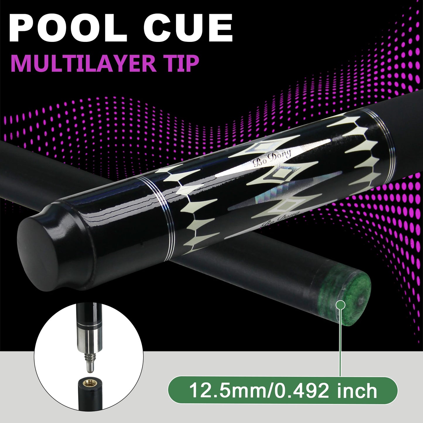 Professional pool cues Carbon Fiber Shaft 12.5mm Tip Uni-Loc Joint for Snooker 3 Cushion Carom Billiards 2-Piece Tacos de Billar