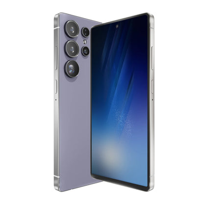 Foldable smartphone showing front and back on a white background