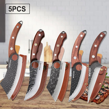 Professional Kitchen Forged Knife BBQ Cooking Chef Knives Wooden Handle Meat Cleaver Fruit Cutter Boning Knife Kitchen Supplies