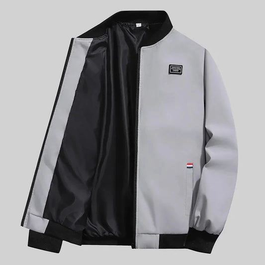 Men's Zip Windproof Jacket – Solid Color Leisure Coat
