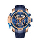 Reef Tiger watch with blue and rose gold design on a white background