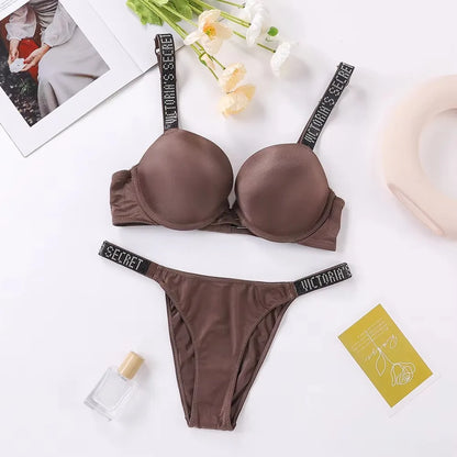 Women's New Fashion Sexy Lingerie Sporty Classic Padded Adjustable push up V Lingerie Set S Underwear Set