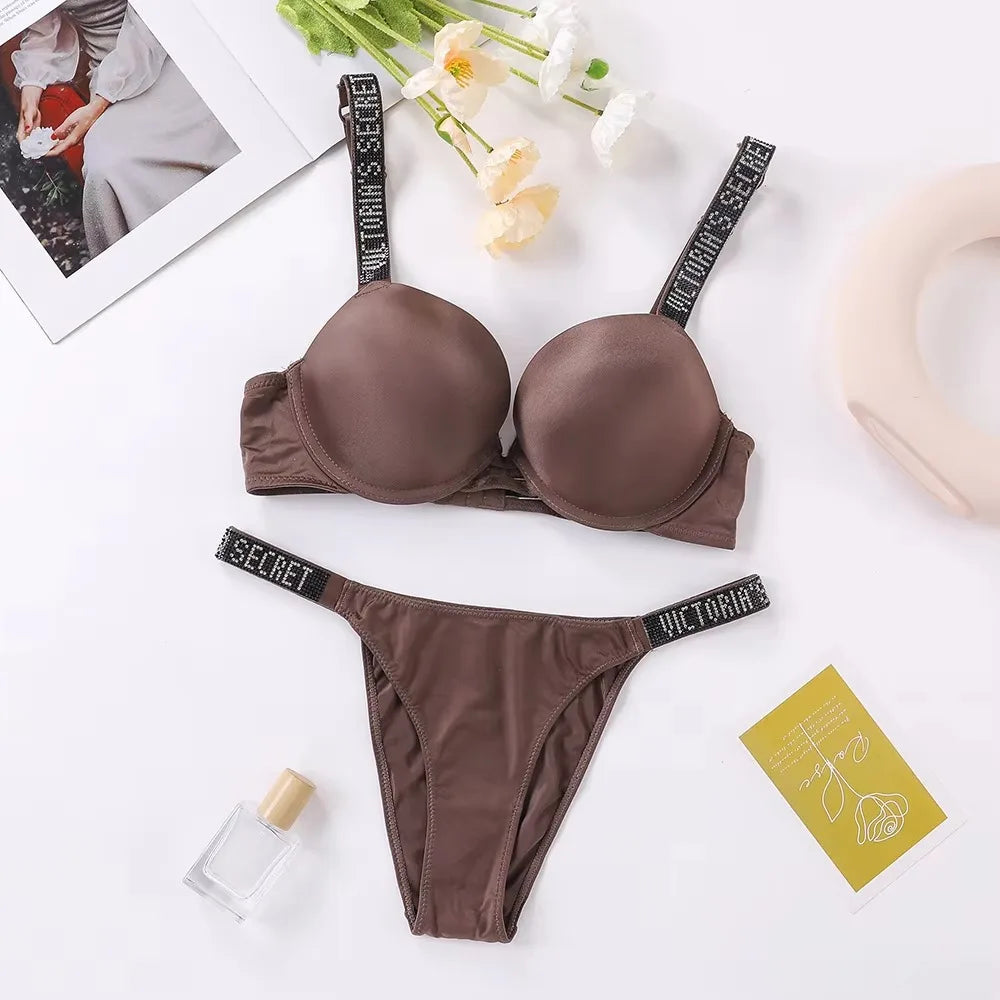 Women's New Fashion Sexy Lingerie Sporty Classic Padded Adjustable push up V Lingerie Set S Underwear Set