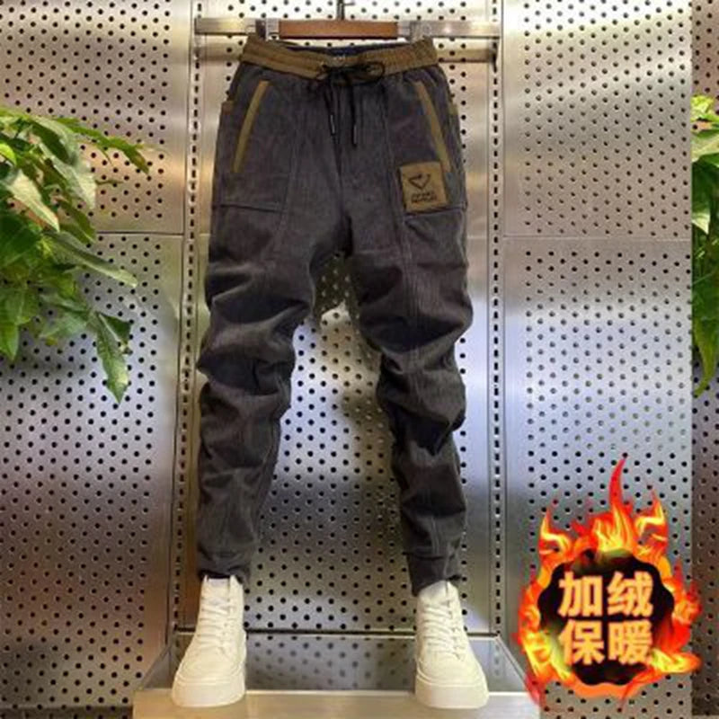 Herren Cord-Sweatpants Herbst Winter Herren Baggy Jogger Fashion Streetwear Casual Fleece Haremshosen Übergröße Fashion Hosen