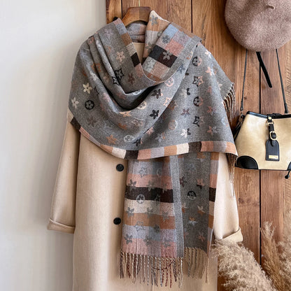 New Brand National Style Cashmere Scarf Winter Women Pashmina Shawls Warm Blanket Wraps Female Foulard Bandana Thick Scarves