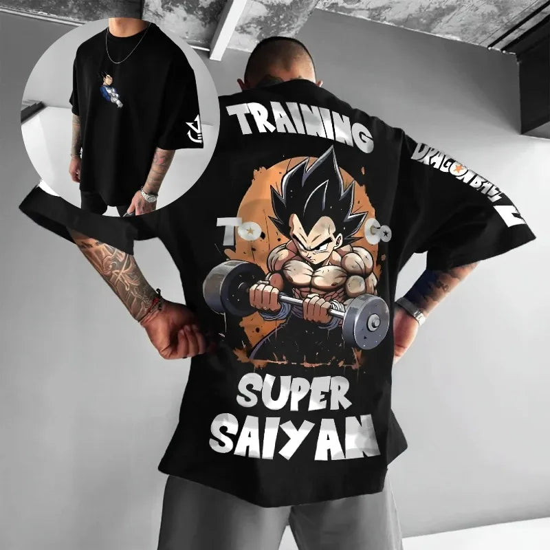 Anime Harajuku Dragon Ball Vegeta Herren Sommer T-Shirt 2025 Oversized Retro Street Damen Lässiges Lockeres Kurzarm Unisex Oberteil