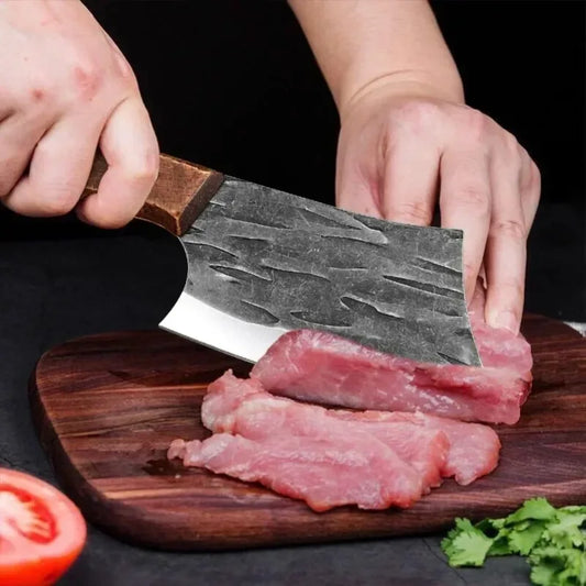 Stainless Steel Cleaver Knife Wooden Handle Chef Cooking