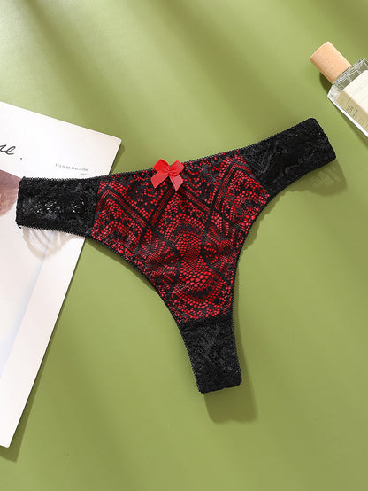 Sexy Damen G-String-Höschen Transparent Mid-Low Rise Damenunterwäsche Color-Block Damen Intimates Dessous